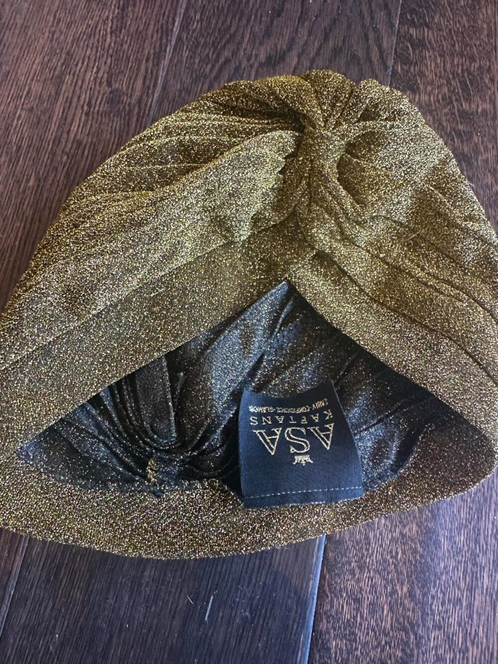 ASA Kaftans Metallic Gold Shimmer Turban Headwrap Hat Beanie
